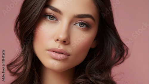 Wallpaper Mural Close up of beautiful young Caucasian female model with beautiful glowy skin and make up Torontodigital.ca