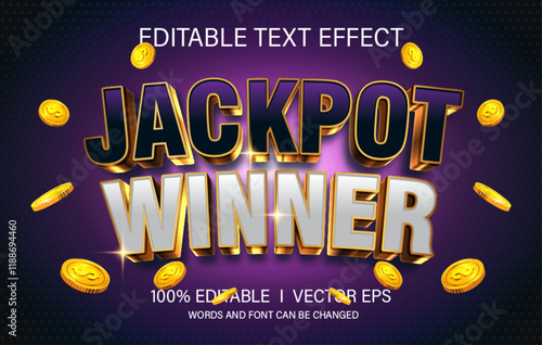 jackpot winner 3d vector text effect with modern style design