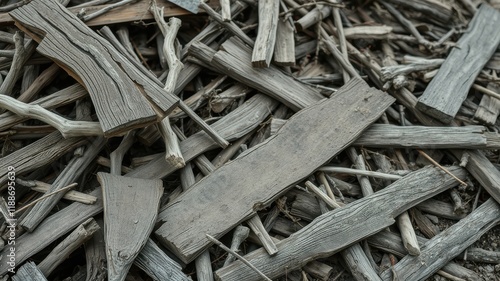 Wallpaper Mural A Pile of Weathered Grey Wooden Planks and Twigs Torontodigital.ca