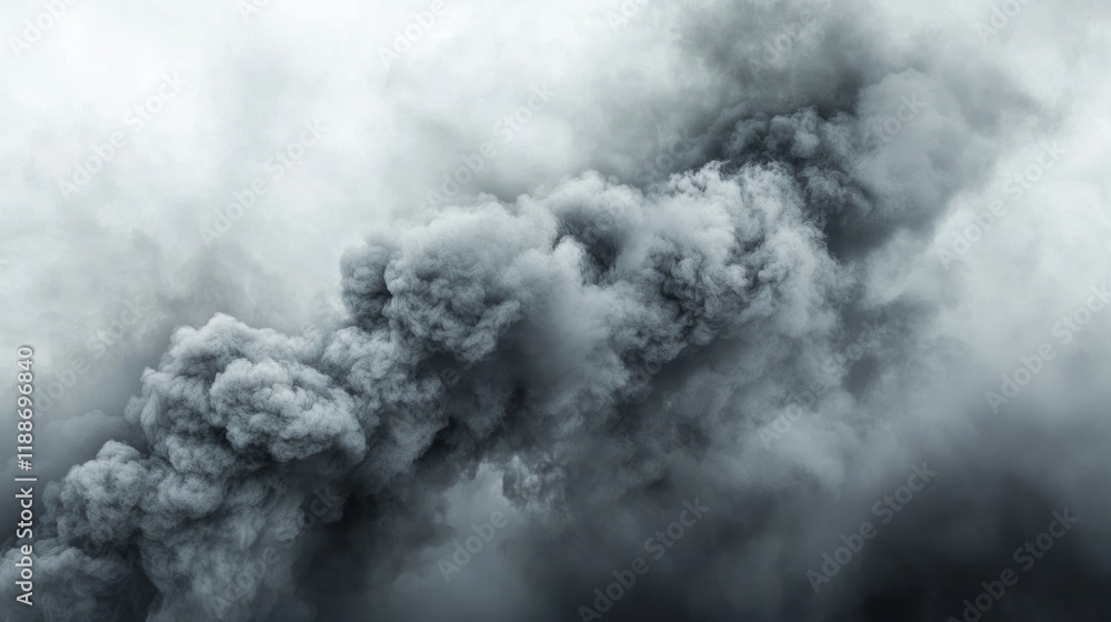 Fototapeta premium Gray Smoke Plume: A Dramatic Atmospheric Image