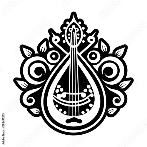 A solid style icon of bard lute symbol