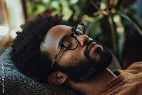 Portrait of someone taking a peaceful break for quiet reflection and relaxation photo