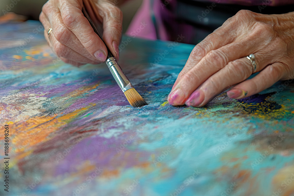 Obraz premium Close-up of hands painting or creating art as a form of self-expression