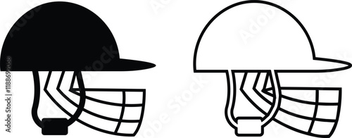 Cricket helmet icon set. Cricket game vector collection isolated on transparent background. cricket tournament man protection elements template. vintage for clubs and team. Sports sign for web app photo