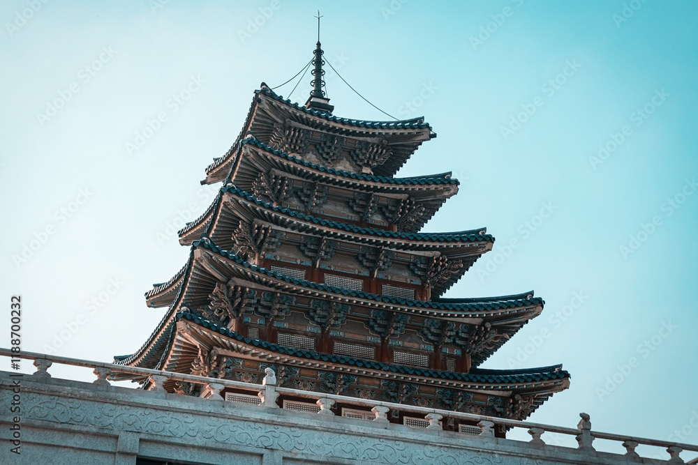 Pagoda building of The National Folk Museum of Korea in Seoul South Korea Pagoda building of The National Folk Museum of Korea in Seoul South Korea