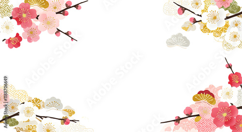 Floral background frame, isolated on transparent background