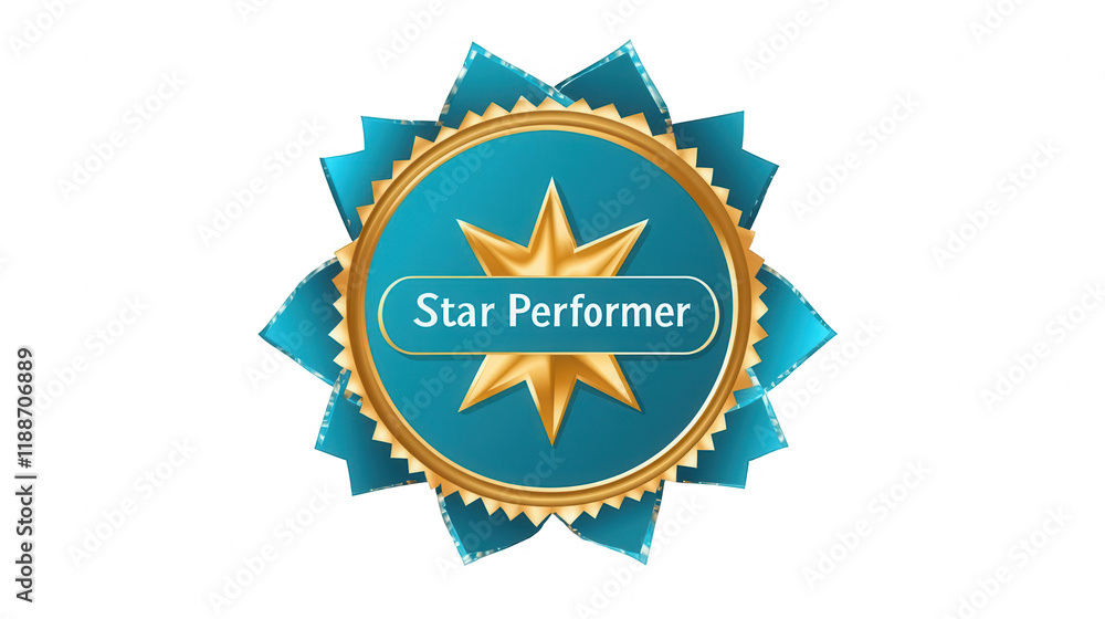 Flat vector of an elegant ribbon badge with Flat vector of an elegant ribbon badge with