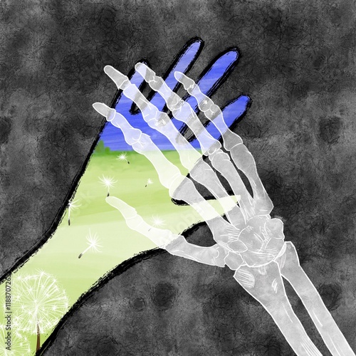 Go green picture concept with two hand cooperation for the future and pollution