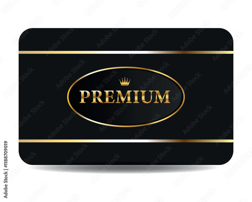 Luxury black card with premium quality gold label or sticker, VIP certificates and tags with shiny gold wreath and royal crown on black badges. Premium access vector illustration Luxury black card with premium quality gold label or sticker, VIP certificates and tags with shiny gold wreath and royal crown on black badges. Premium access vector illustration