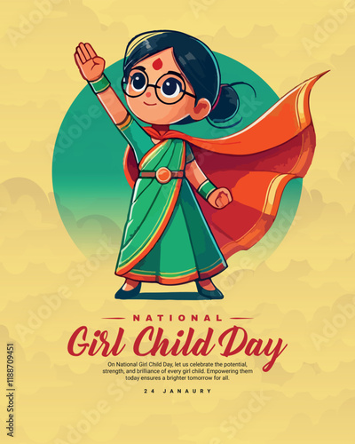 Happy National Girl Child Day known  Balika Diwas in India on January 24th social media post banner photo