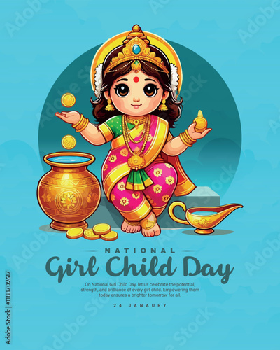 Happy National Girl Child Day known  Balika Diwas in India on January 24th social media post banner photo