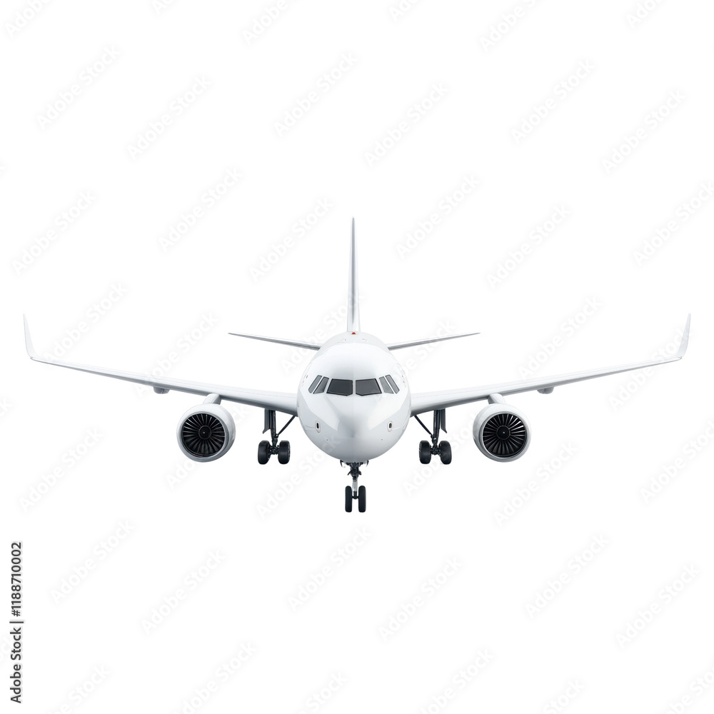 Front view of a modern passenger airplane Front view of a modern passenger airplane