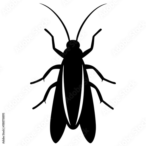 Caddisfly silhouette vector illustration