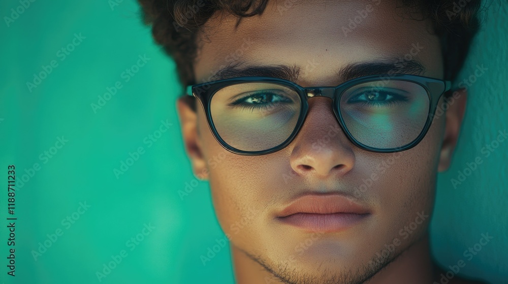 Youthful Fashion-Forward Portrait with Stylish Glasses