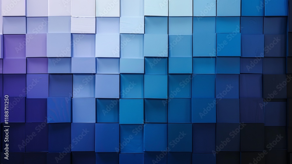 An abstract wall of blue gradient boxes showcasing depth and texture. An abstract wall of blue gradient boxes showcasing depth and texture.