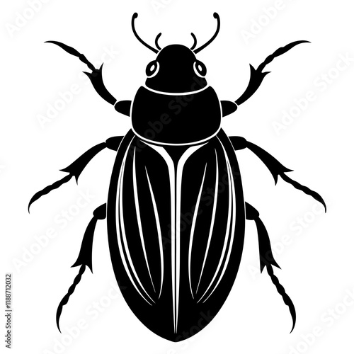 Diving beetle silhouette vector illustration