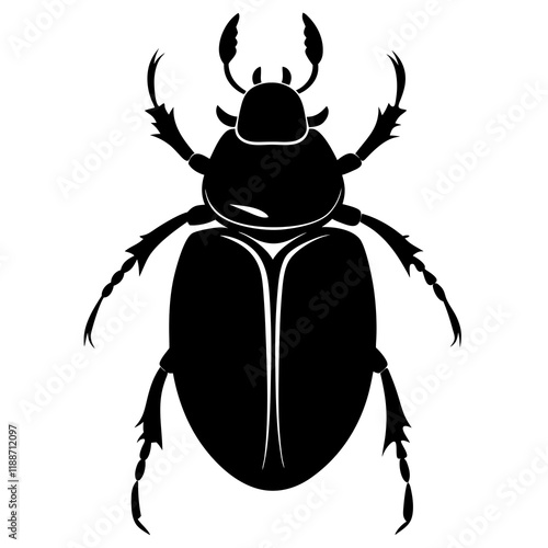 Dung beetle silhouette vector illustration