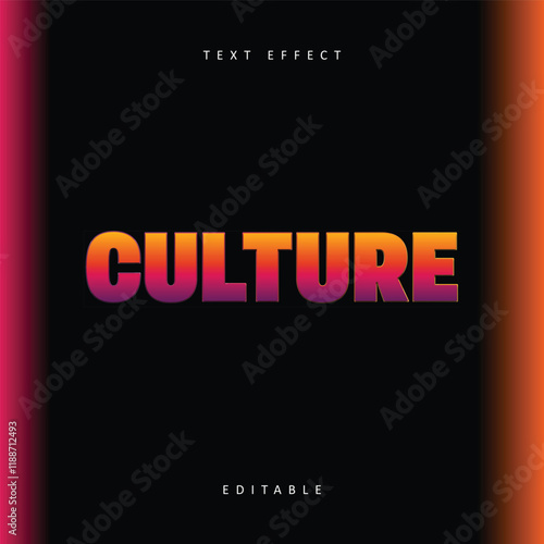 Culture text, vintage retro gradient editable text effect style