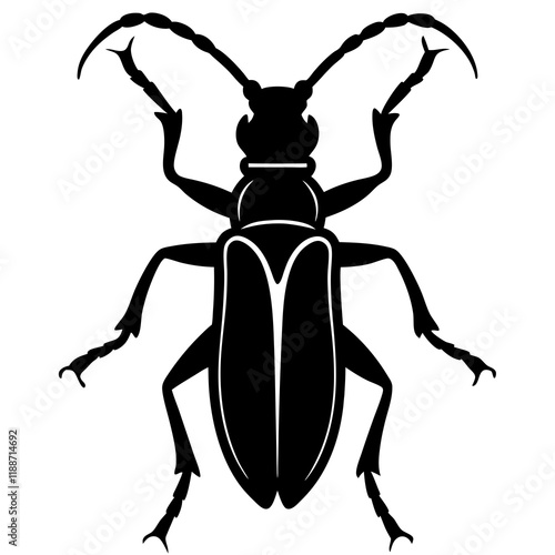 Longhorn beetle silhouette vector illustration