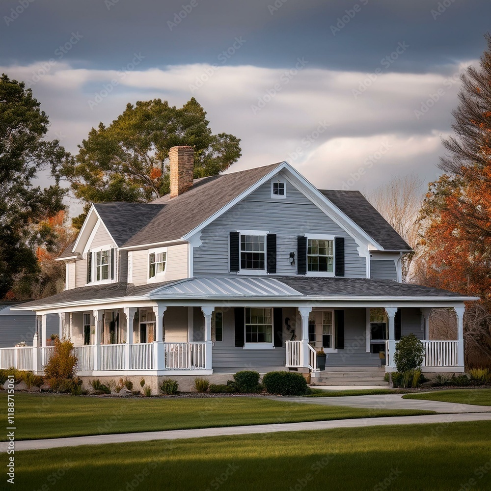 Fototapeta premium A gray ranch style model house