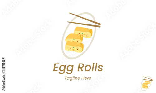Egg Rolls Logo Design Template.