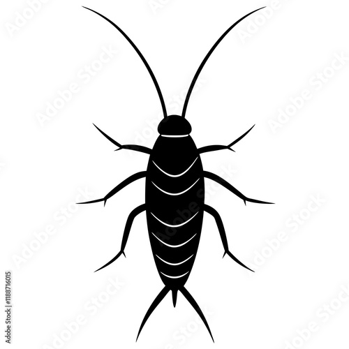 Silverfish silhouette vector illustration