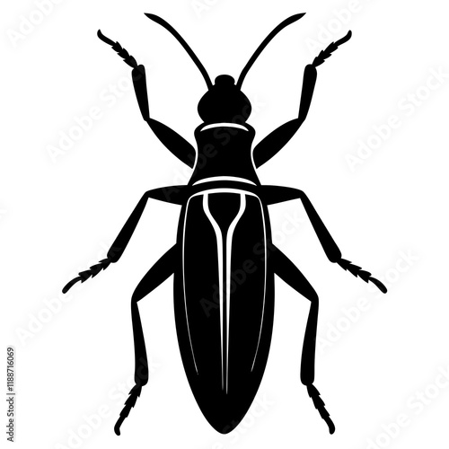 Soldier beetle silhouette vector illustration