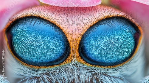 Closeup Of A Vivid Blue Insect Eye With Orange Accents photo