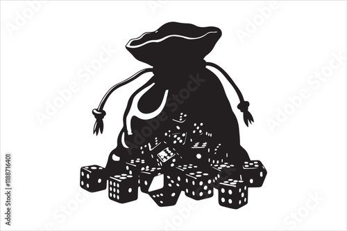 Polyhedral Dice Silhouette Vector 