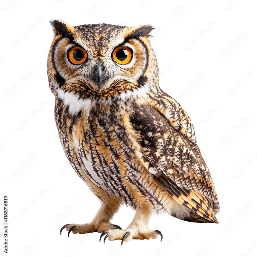 Naklejka premium Majestic owl with striking orange eyes on a black background