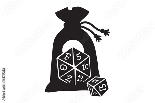 Polyhedral Dice Silhouette Vector 