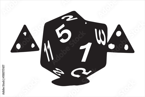 Polyhedral Dice Silhouette Vector 