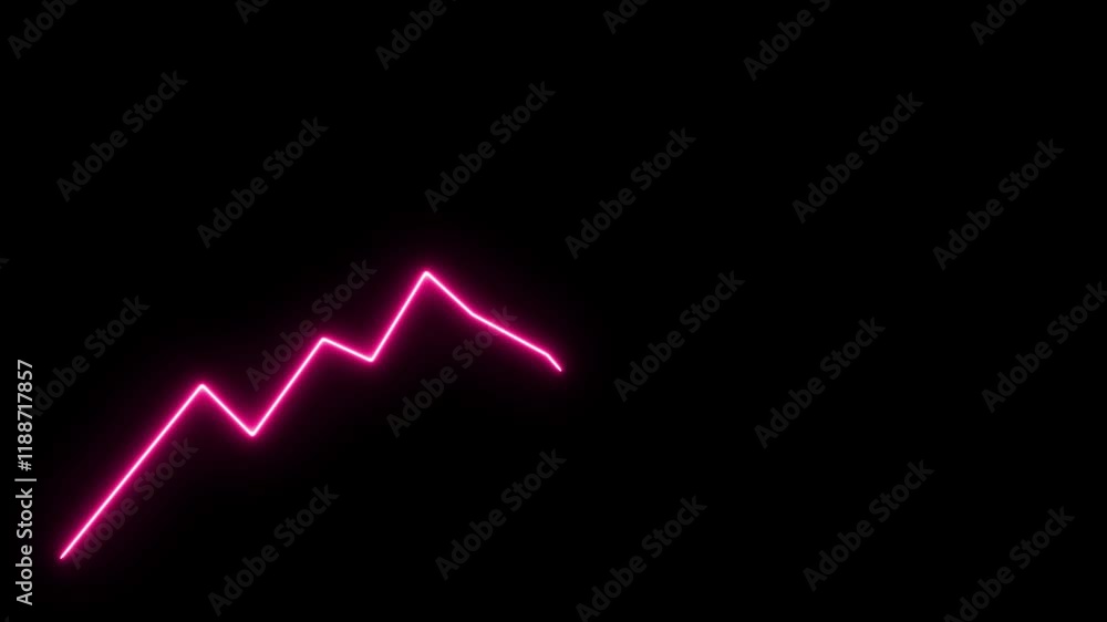 Successful growth trend neon line going Up icon animation Isolated on Black Background Successful growth trend neon line going Up icon animation Isolated on Black Background