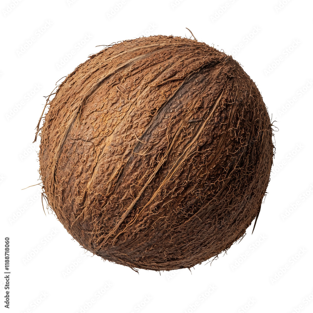 Whole coconut with textured brown shell Whole coconut with textured brown shell