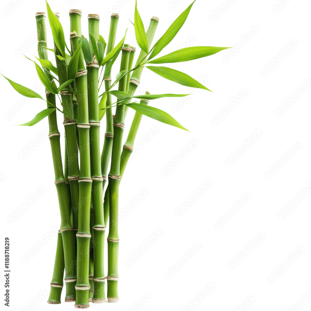 Obraz premium Lush green bamboo stalks with vibrant leaves