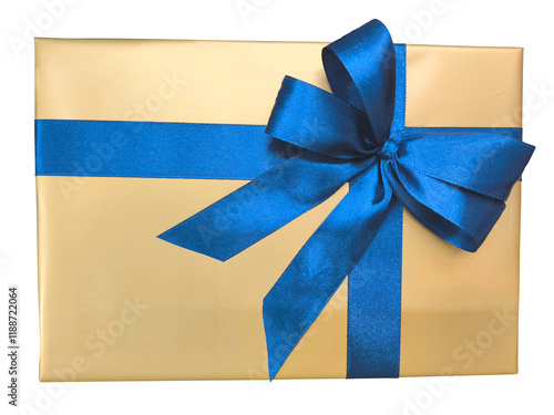 Wallpaper Mural Ochre-beige box with a blue ribbon on top. Torontodigital.ca