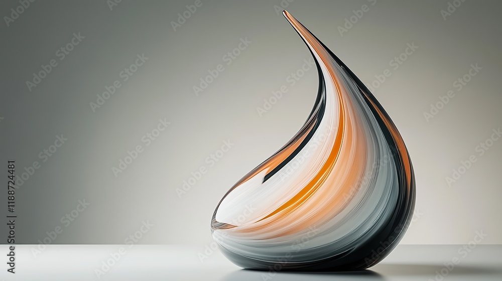 Fototapeta premium **A stylized abstract drop-like form resembling melted glass