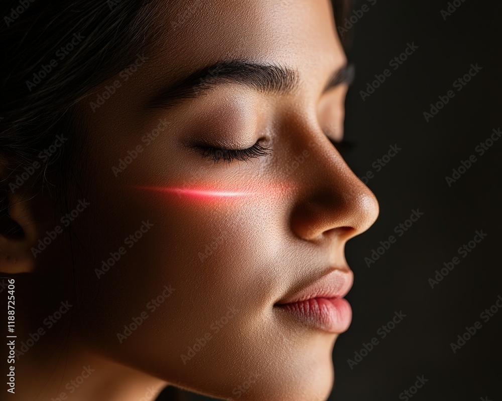 A close-up of a woman calm face during a yoga breathing exercise. A close-up of a woman calm face during a yoga breathing exercise.