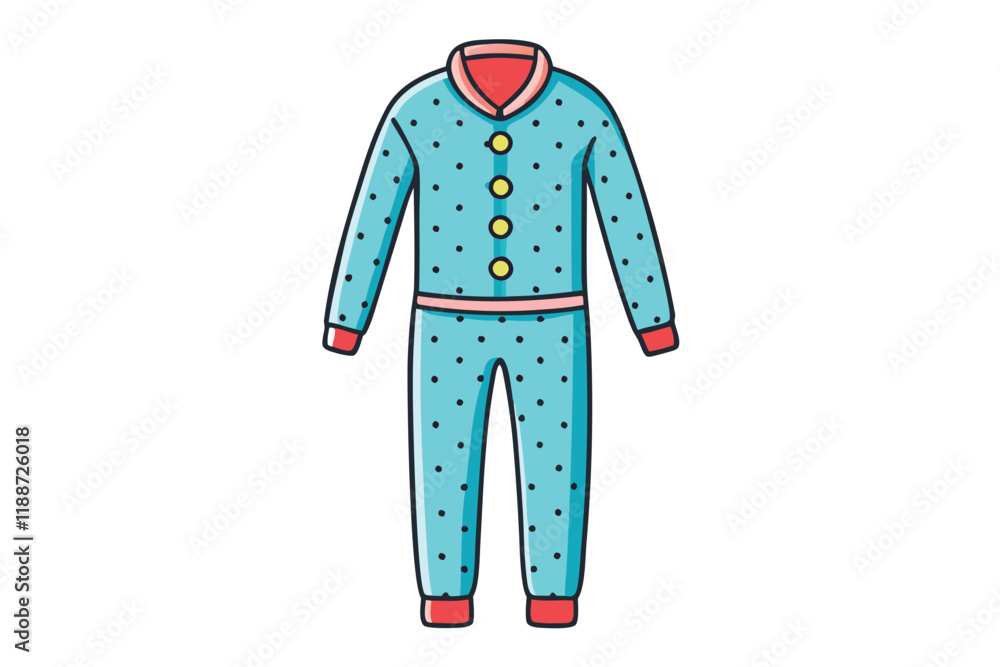 Warm and stylish cartoon thermal pajamas featuring polka dots and soft fabric textures isolated on white background for winter sleepwear Warm and stylish cartoon thermal pajamas featuring polka dots and soft fabric textures isolated on white background for winter sleepwear