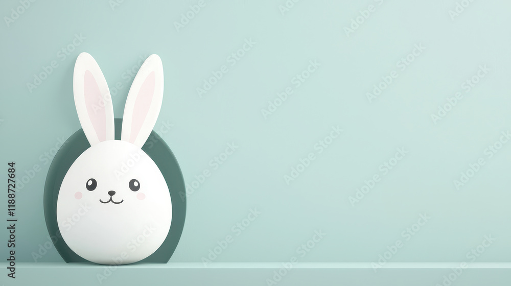 Cute bunny hiding behind Easter egg in bright pastel colors, perfect for spring celebrations Cute bunny hiding behind Easter egg in bright pastel colors, perfect for spring celebrations