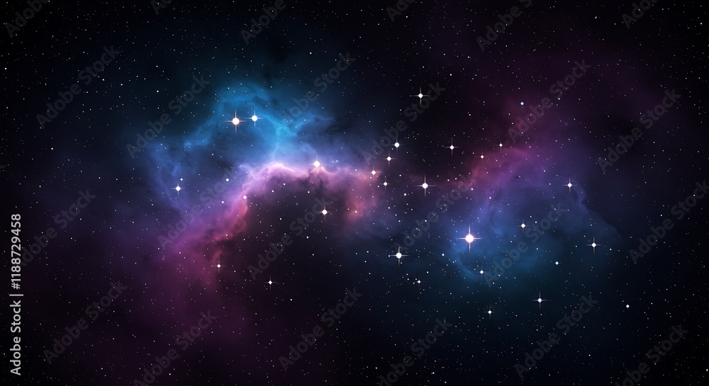 Naklejka premium Cosmic Nebula Starry Night Sky Galaxy Background Space Exploration