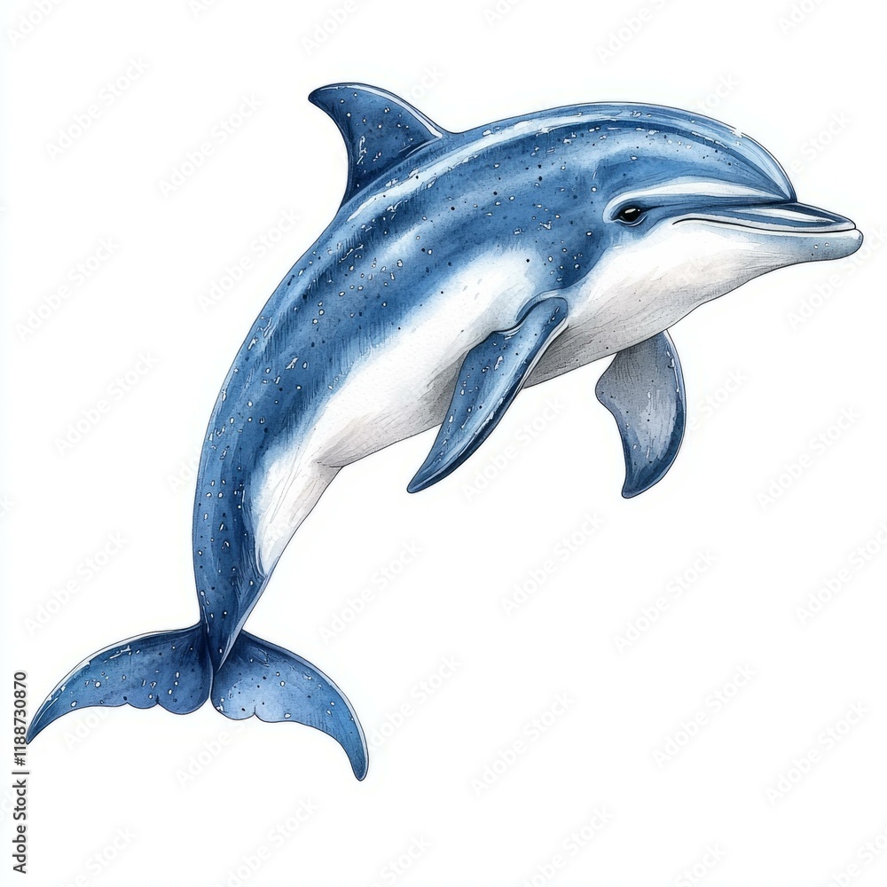 Fototapeta premium Graceful Dolphin Leaping Above Ocean Waves Against a Bright Blue Sky Capturing the Joyful Spirit of Sea Life and Nature