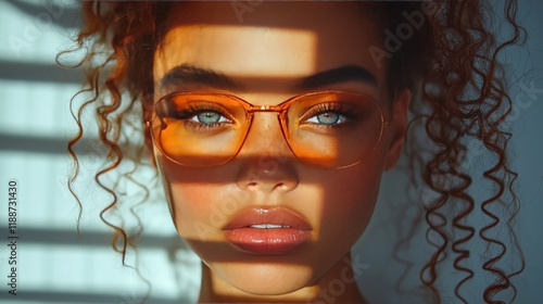 Wallpaper Mural Woman with Orange Glasses in Sunlight. Torontodigital.ca