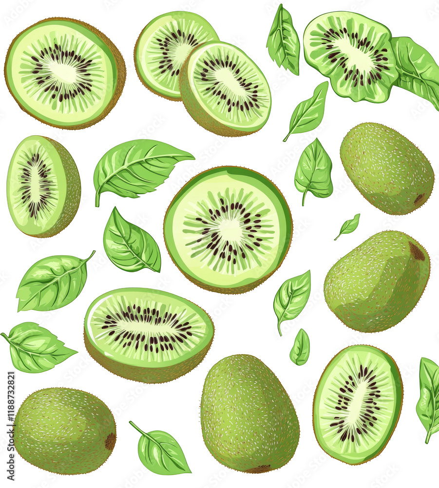 Fototapeta premium set of kiwi fruit