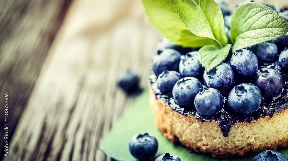Moist Blueberry Sponge Cake with fresh blueberries on top, styled on a rustic green wooden table, rich and vibrant Hyper-quality professionnal photography Moist Blueberry Sponge Cake with fresh blueberries on top, styled on a rustic green wooden table, rich and vibrant Hyper-quality professionnal photography