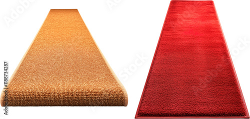 red carpet and yellow carpet isolated on white background Direct view, cinema Launch event, exhibition, red carpet gala png