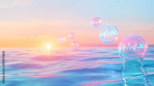 pastel bubbles ocean sunset heartbeat - pastel color palettes photo