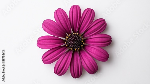 Vibrant Purple Flower with Detailed Petals on Light Background