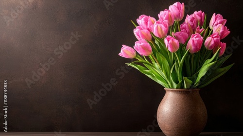 Wallpaper Mural Elegant bouquet of pink tulips in a rustic vase Torontodigital.ca