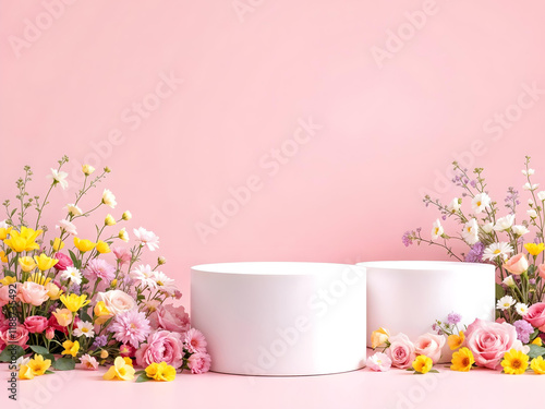 Beautiful Spring flowers Empty Product Display Background